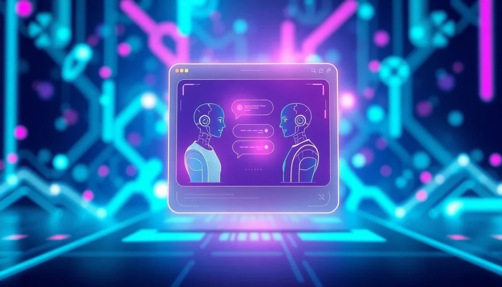 Engaging ai sex chat interface showcasing interactive holograms in vibrant colors.