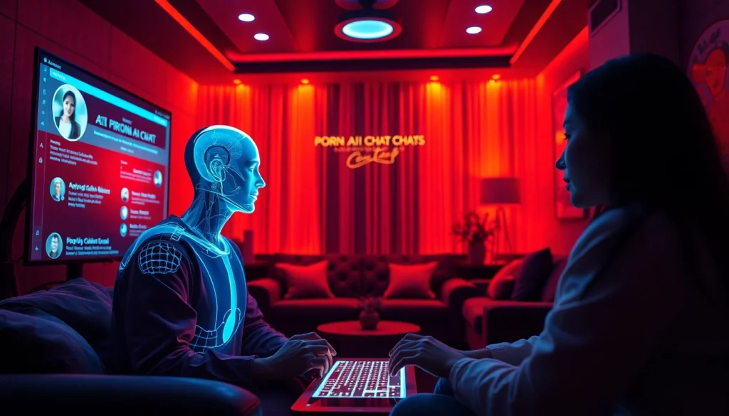 Engaging in porn ai chat in a cozy virtual room with AI characters.