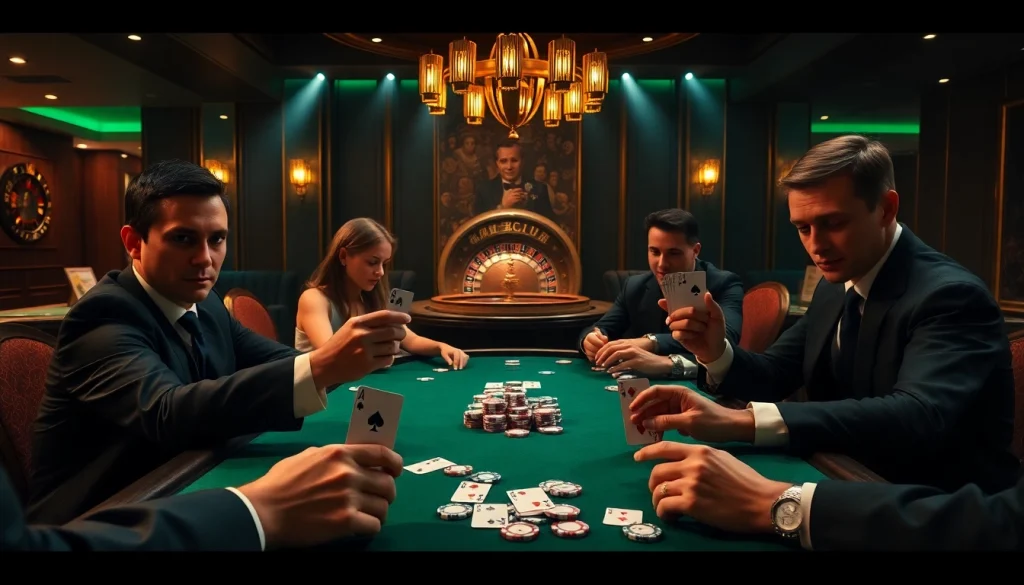 Experience high-stakes poker excitement at NgonClub's luxurious table games, featuring intense player strategies.