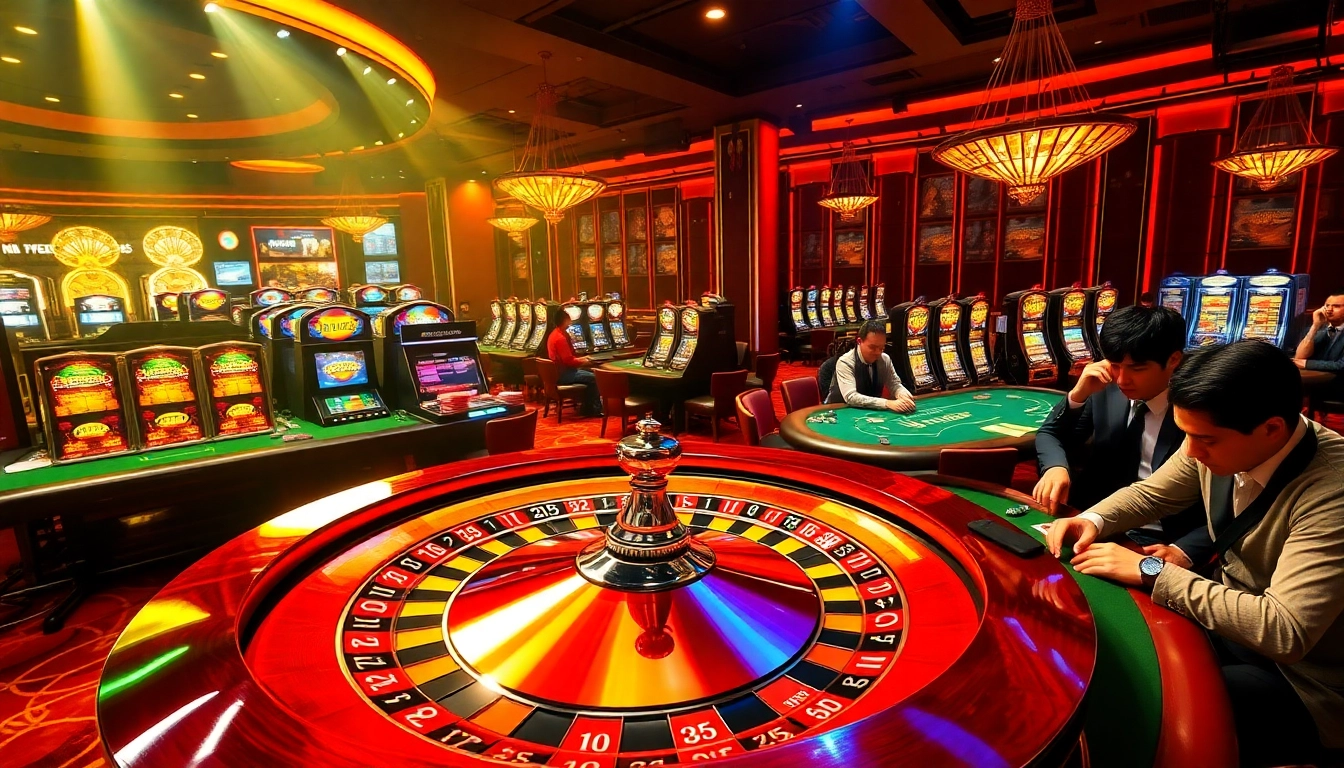 Experience the thrill of nhà cái xx88 with players engaged at a vibrant poker table in an upscale casino.